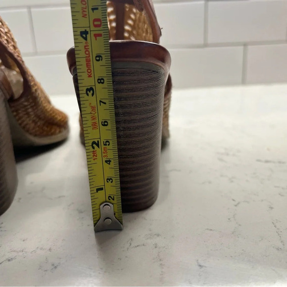 Brown Block Heel Covered Peep Toe Ankle Booties Size 8.5 - Picture 7 of 10